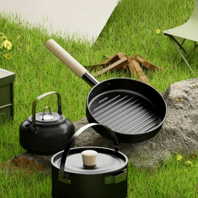Outdoor Camping Cooking Set – Portable Cookware & Kettle Kit