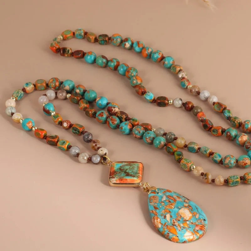 Faza Shop  Zen-Stone Water Drop Tassel Necklace