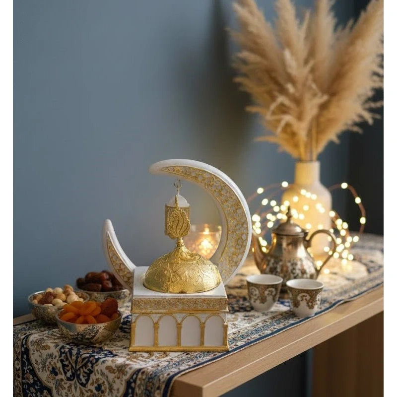 Islamic Crescent Moon & Lantern Decorative Showpiece