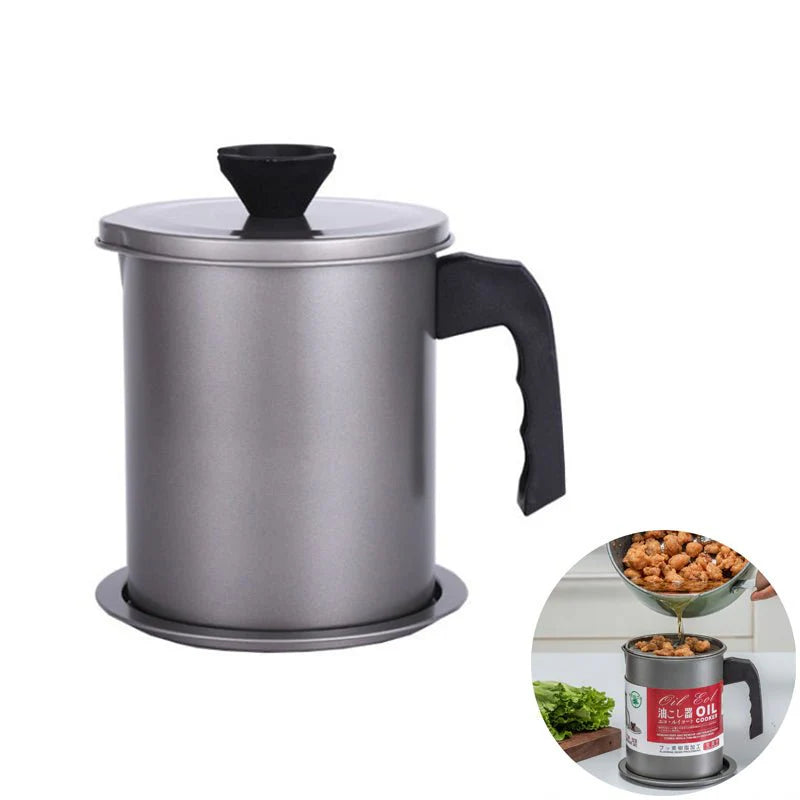 Premium Stainless Steel Oil Filter Pot with Non-Slip Tray