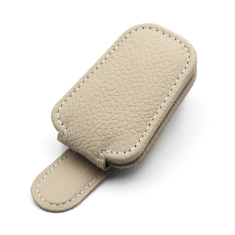 Elegant PU Leather Auto Visor Glasses Clip
