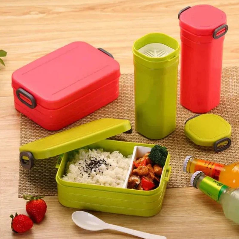 Portable Bento Lunch Box & Matching Water Bottle Kit