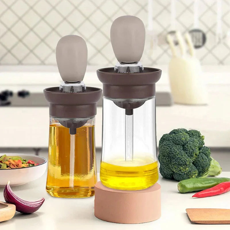Silicone Oil Dispenser Bottle with Integrated Brush