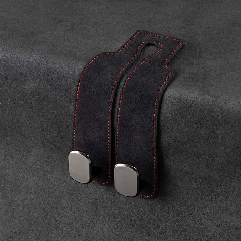 LuxeTouch Suede Double-Hook Headrest Organizer