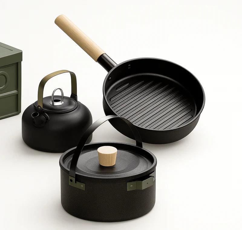Outdoor Camping Cooking Set – Portable Cookware & Kettle Kit